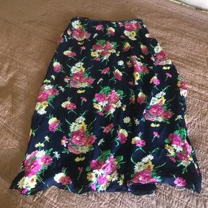 Vintage Lauren Ralph Lauren Floral Silk Skirt.